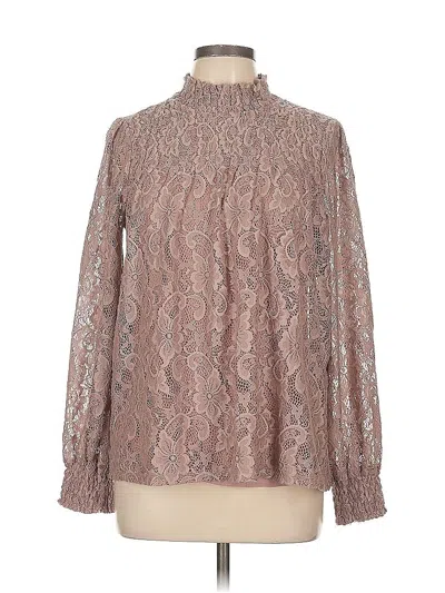 Pre-owned Cable & Gauge Long Sleeve Blouse In Brown