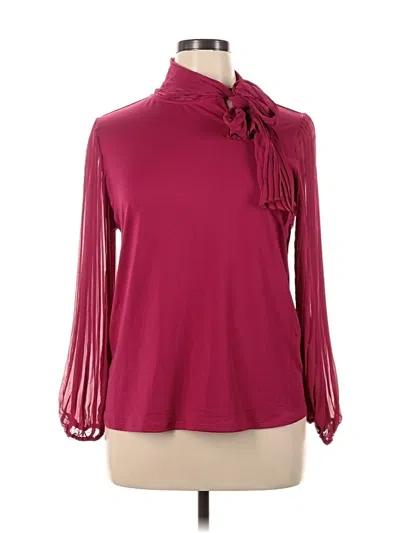 Pre-owned Cable & Gauge Long Sleeve Blouse In Burgundy