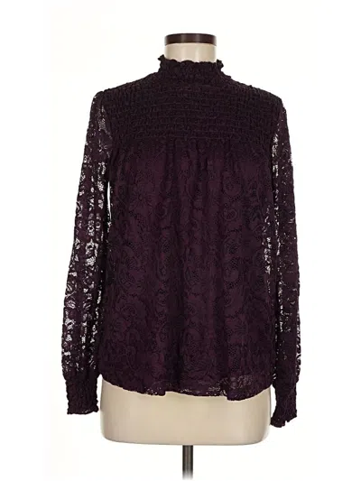 Pre-owned Cable & Gauge Long Sleeve Blouse In Burgundy