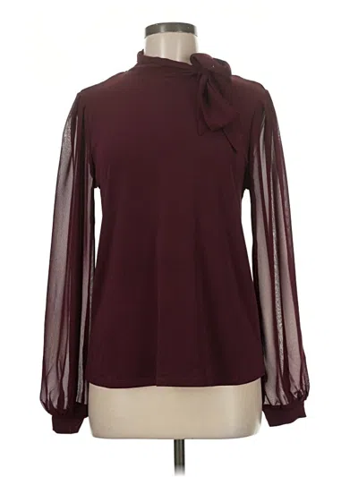 Pre-owned Cable & Gauge Long Sleeve Blouse In Burgundy