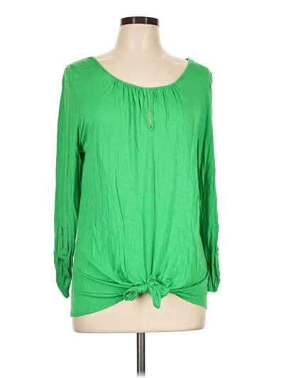 Pre-owned Cable & Gauge Long Sleeve Blouse In Green