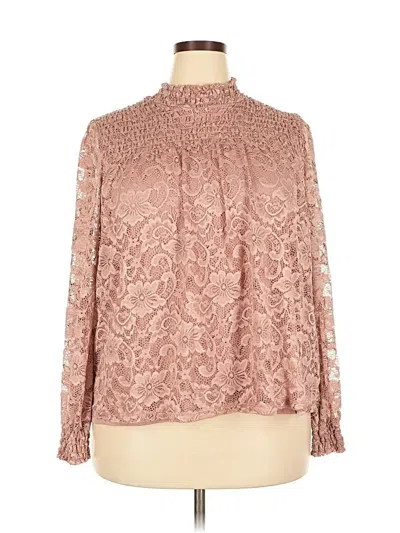 Pre-owned Cable & Gauge Long Sleeve Blouse In Pink