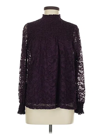 Pre-owned Cable & Gauge Long Sleeve Blouse In Purple