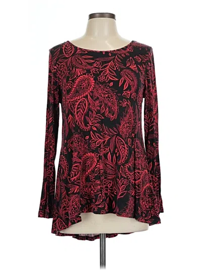 Pre-owned Cable & Gauge Long Sleeve Blouse In Red