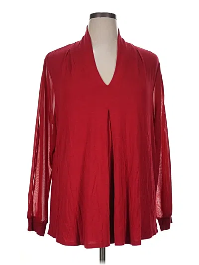 Pre-owned Cable & Gauge Long Sleeve Blouse In Red