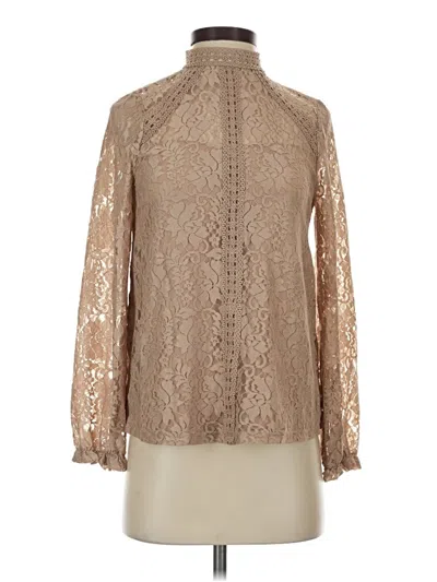 Pre-owned Cable & Gauge Long Sleeve Blouse In Tan