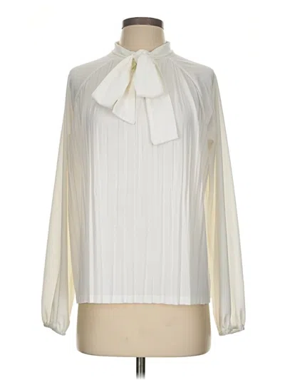 Pre-owned Cable & Gauge Long Sleeve Blouse In White