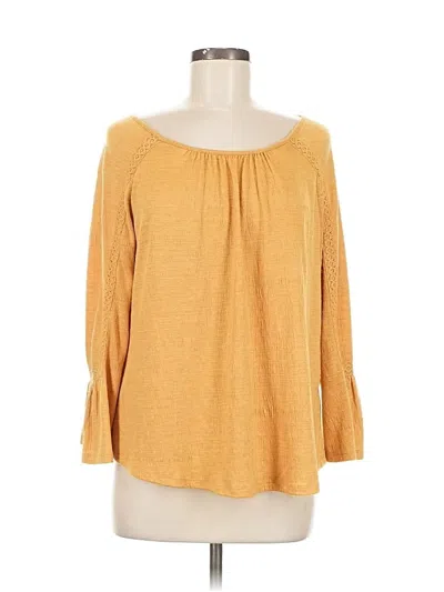 Pre-owned Cable & Gauge Long Sleeve Blouse In Yellow
