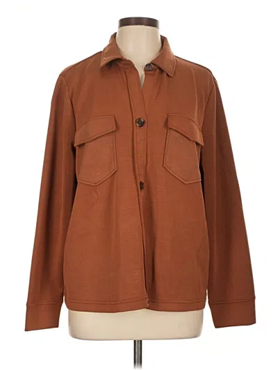 Cable & Gauge Long Sleeve Button Down Shirt In Brown