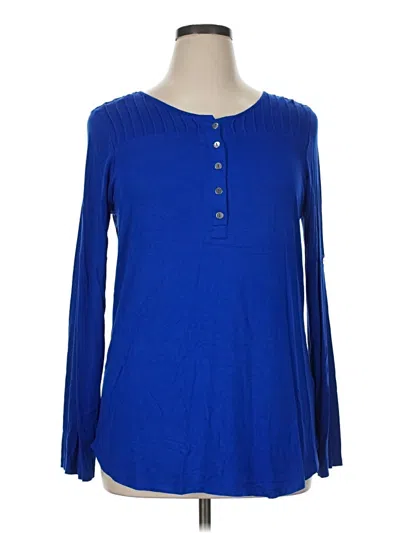 Pre-owned Cable & Gauge Long Sleeve Henley Shirt In Blue