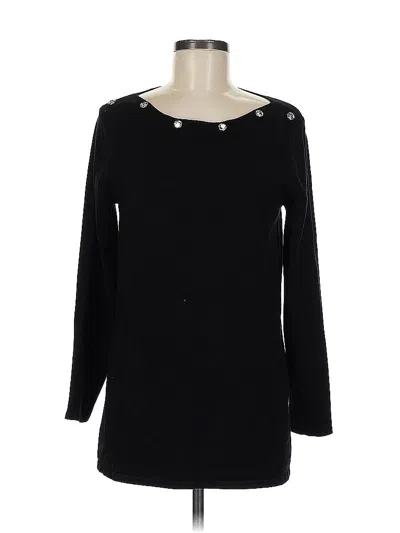 Pre-owned Cable & Gauge Long Sleeve Top Black Boatneck Tops