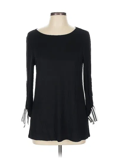 Pre-owned Cable & Gauge Long Sleeve Top Black Boatneck Tops