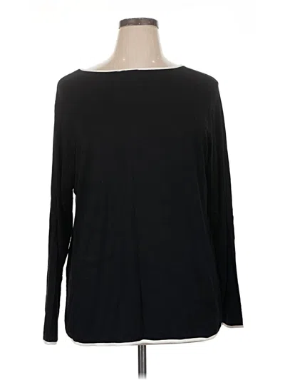 Pre-owned Cable & Gauge Long Sleeve Top Black Boatneck Tops