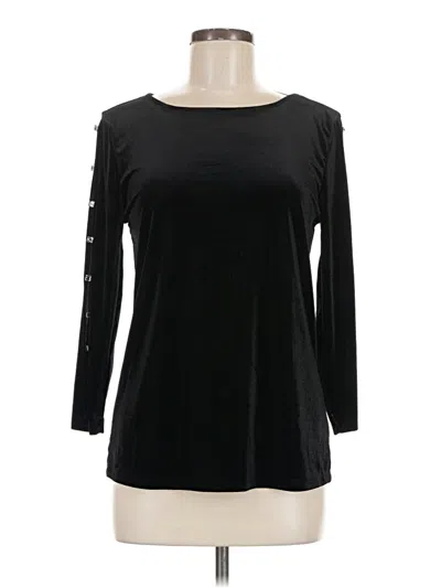 Pre-owned Cable & Gauge Long Sleeve Top Black Boatneck Tops