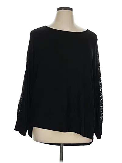 Pre-owned Cable & Gauge Long Sleeve Top Black Boatneck Tops