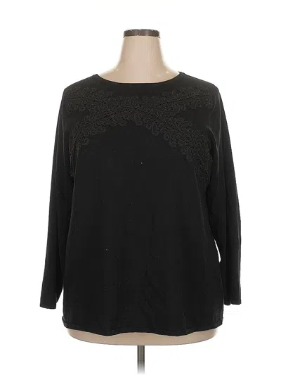 Pre-owned Cable & Gauge Long Sleeve Top Black Crew Neck Tops