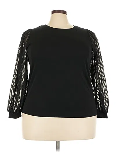 Pre-owned Cable & Gauge Long Sleeve Top Black Crew Neck Tops