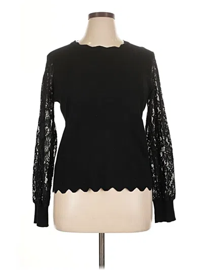 Pre-owned Cable & Gauge Long Sleeve Top Black Mock Neckline Tops