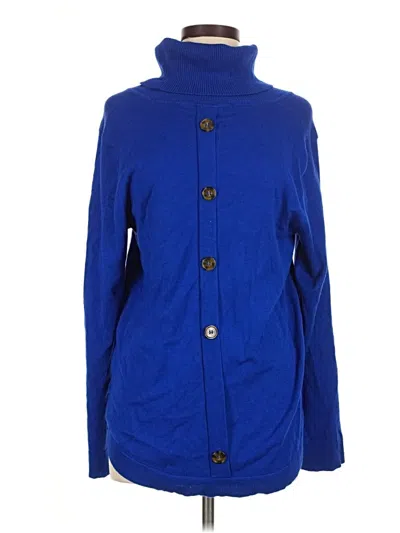 Pre-owned Cable & Gauge Long Sleeve Top Blue Turtleneck Tops