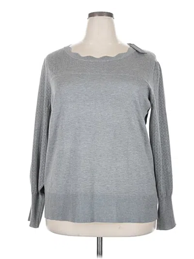 Pre-owned Cable & Gauge Long Sleeve Top Gray Crew Neck Tops