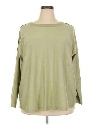 Cable & Gauge Long Sleeve Top Green Boatneck Tops