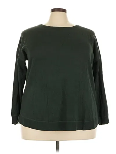 Cable & Gauge Long Sleeve Top Green Boatneck Tops