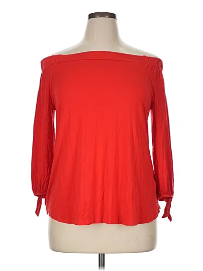 Pre-owned Cable & Gauge Long Sleeve Top Red Boatneck Tops