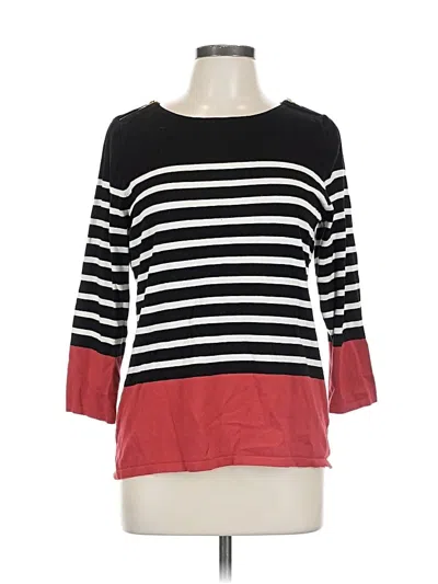 Pre-owned Cable & Gauge Pullover Sweater In Black