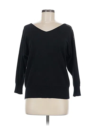 Pre-owned Cable & Gauge Pullover Sweater In Black