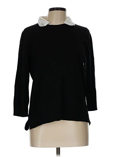 Pre-owned Cable & Gauge Pullover Sweater In Black
