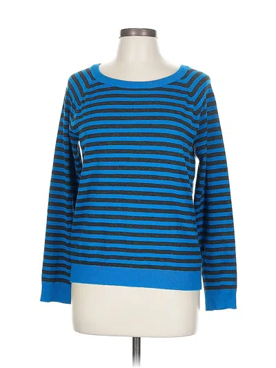 Pre-owned Cable & Gauge Pullover Sweater In Blue