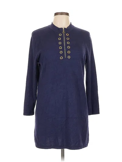 Pre-owned Cable & Gauge Pullover Sweater In Blue