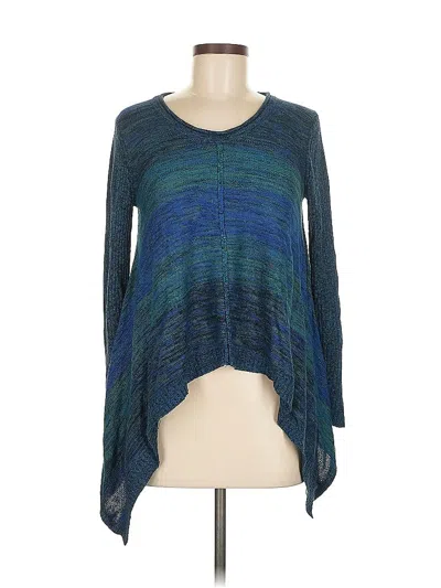 Pre-owned Cable & Gauge Pullover Sweater In Blue