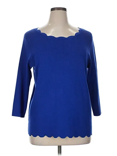 Pre-owned Cable & Gauge Pullover Sweater In Blue