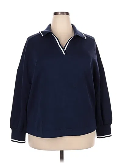 Pre-owned Cable & Gauge Pullover Sweater In Blue