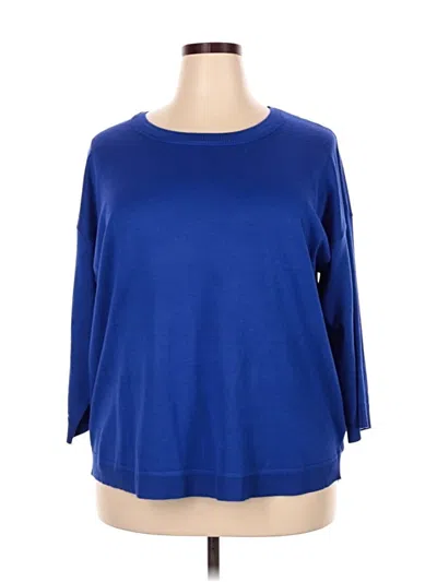 Pre-owned Cable & Gauge Pullover Sweater In Blue