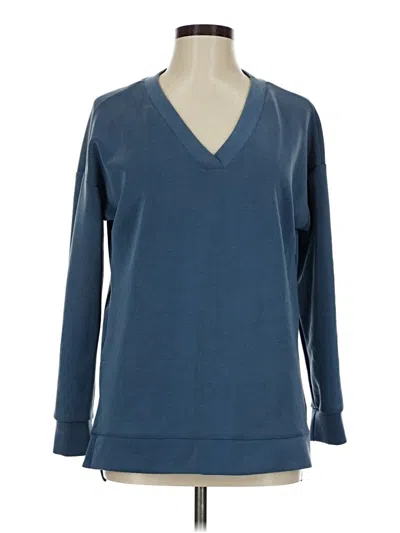 Pre-owned Cable & Gauge Pullover Sweater In Blue