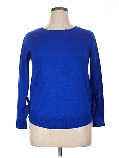 Pre-owned Cable & Gauge Pullover Sweater In Blue