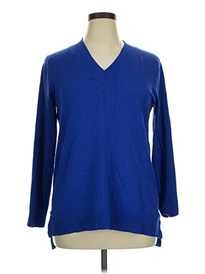 Pre-owned Cable & Gauge Pullover Sweater In Blue
