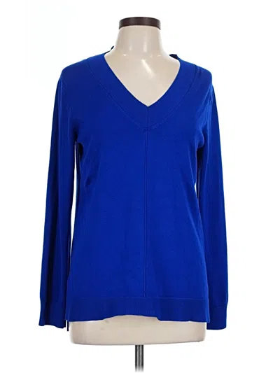 Pre-owned Cable & Gauge Pullover Sweater In Blue