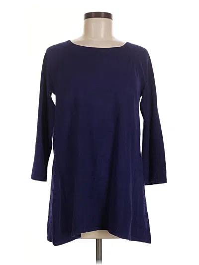 Pre-owned Cable & Gauge Pullover Sweater In Blue