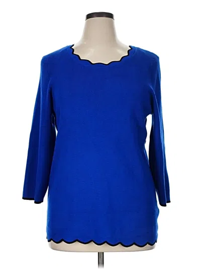 Pre-owned Cable & Gauge Pullover Sweater In Blue