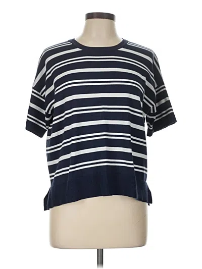 Pre-owned Cable & Gauge Pullover Sweater In Blue