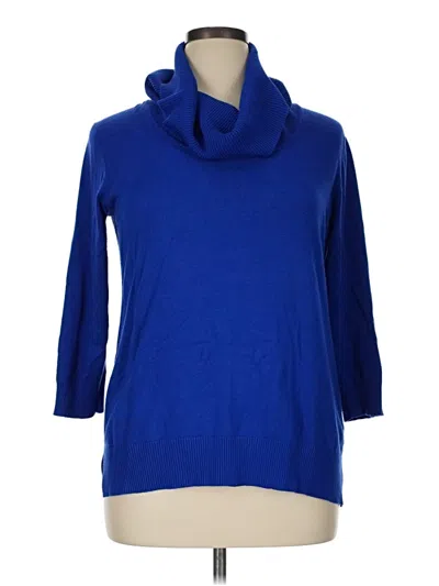 Pre-owned Cable & Gauge Pullover Sweater In Blue