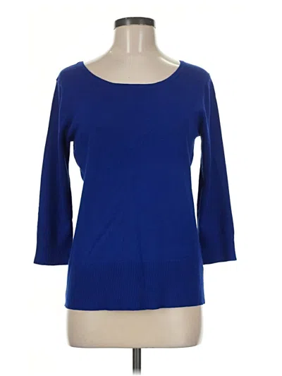 Pre-owned Cable & Gauge Pullover Sweater In Blue