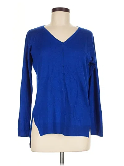 Pre-owned Cable & Gauge Pullover Sweater In Blue