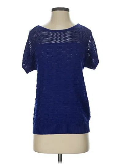 Pre-owned Cable & Gauge Pullover Sweater In Blue