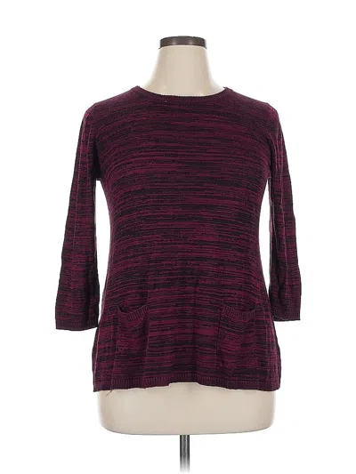 Pre-owned Cable & Gauge Pullover Sweater In Burgundy