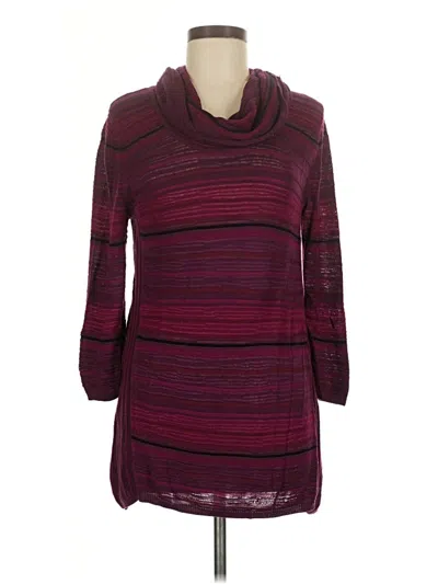 Pre-owned Cable & Gauge Pullover Sweater In Burgundy
