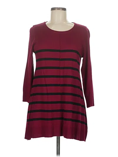 Pre-owned Cable & Gauge Pullover Sweater In Burgundy